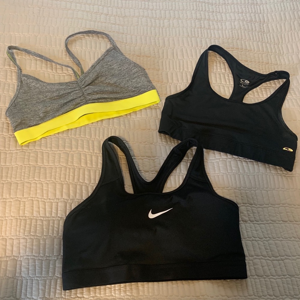 3 sports bras- Nike, old navy, champion